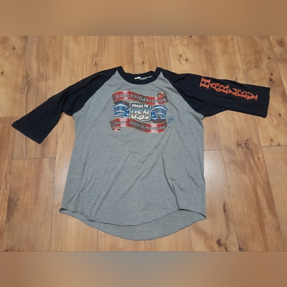 Vintage Harley Davidson Pacific Honolulu Hawaii Raglan 3D Emblem Tee XL Shirt **